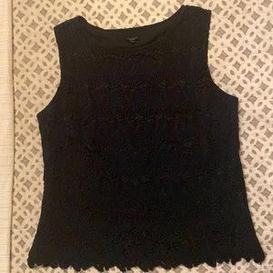 Talbots black crochet lace sleeveless blouse